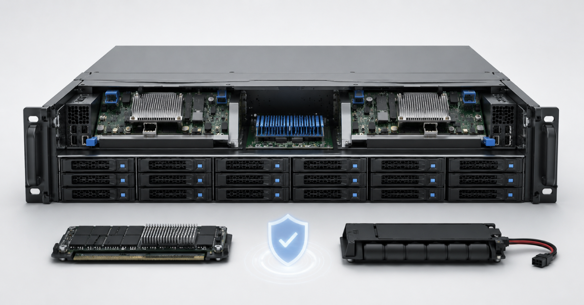 Dual Controller, Cache and BBU in Storage Arrays