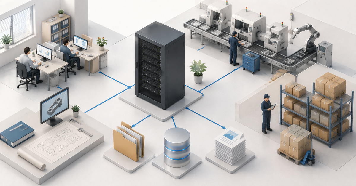 Layers of server infrastructure for small manufacturing