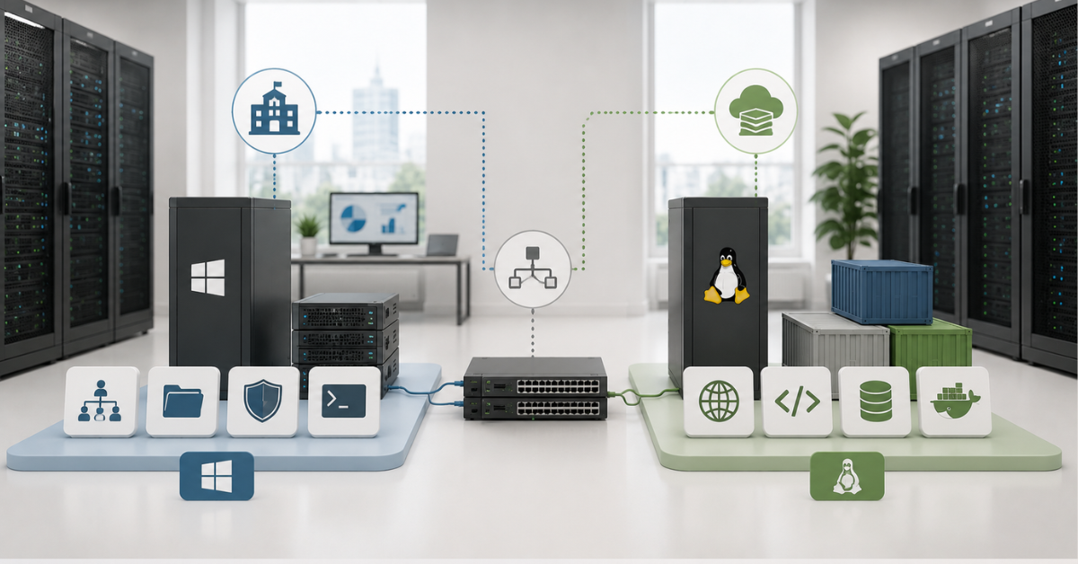 Hybrid Windows Server and Linux scheme