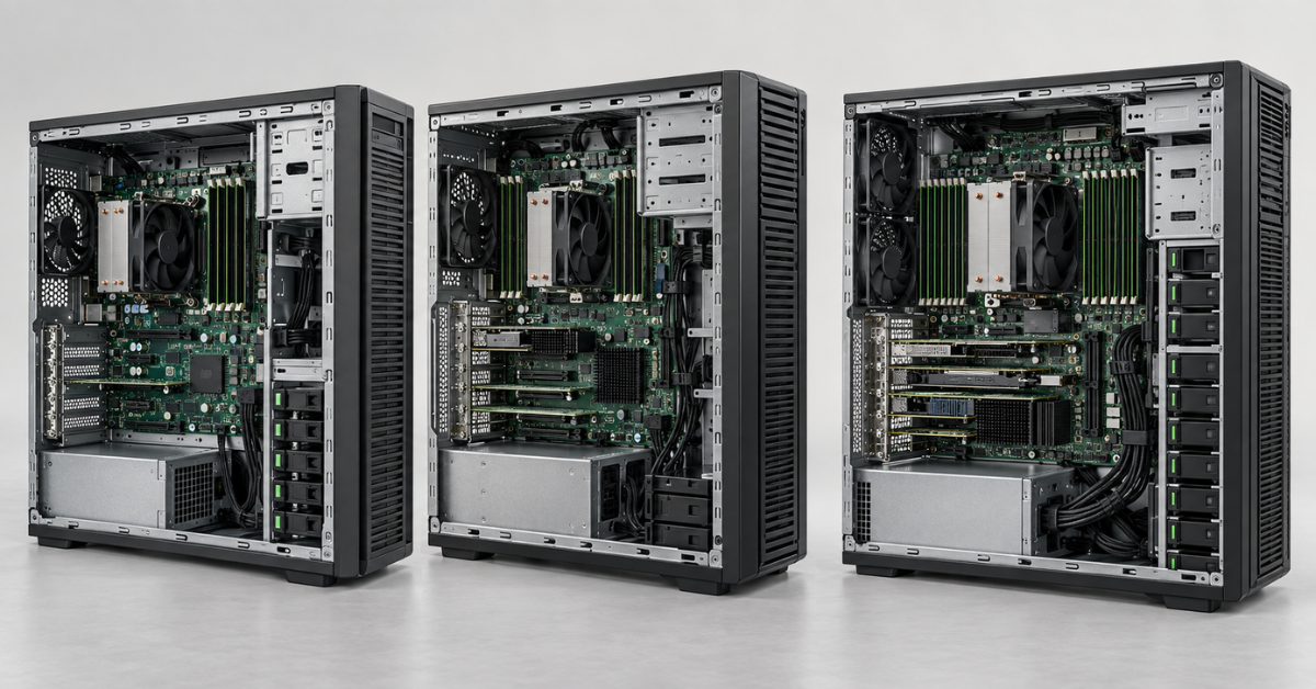 Internal layout of HPE ProLiant ML110 generations