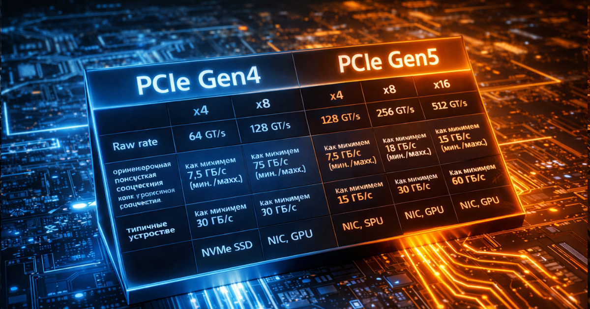 PCIe Gen4 and Gen5 base bandwidth reference table