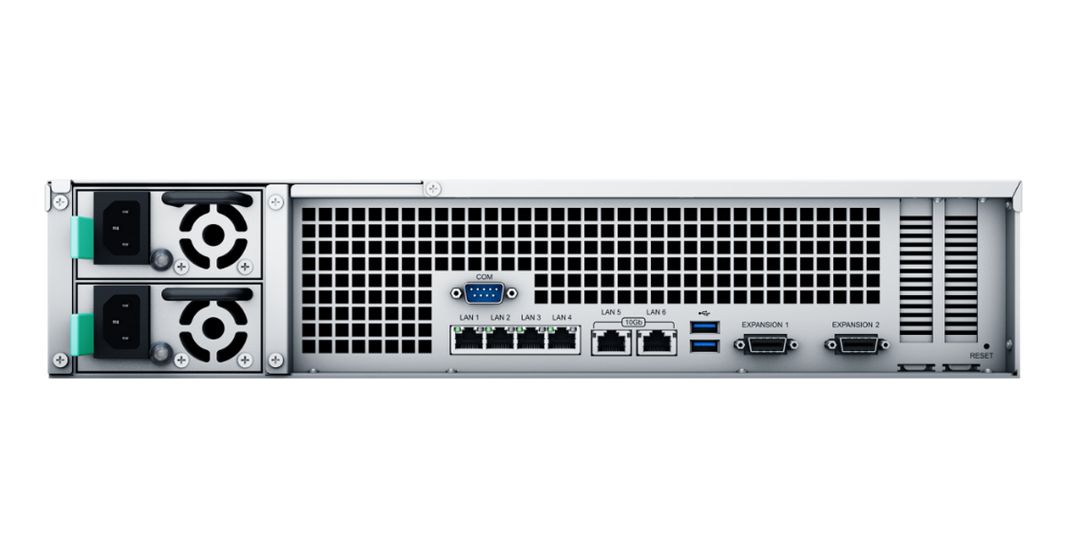 Rear connections on the Synology RS3621xs+