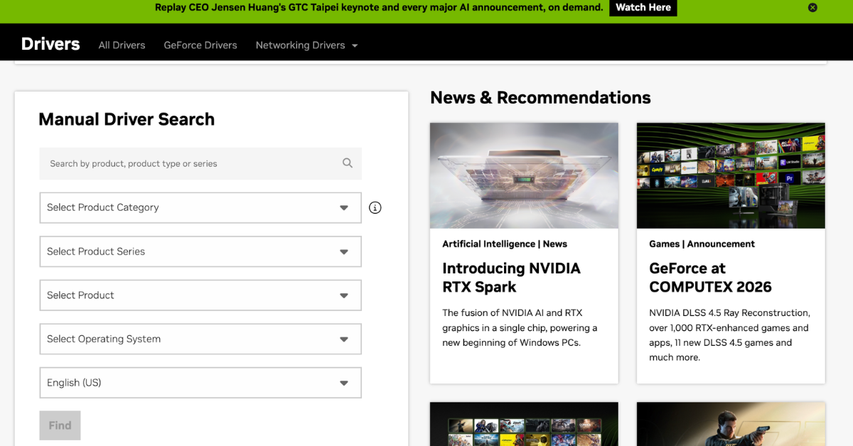 Manual NVIDIA driver selection