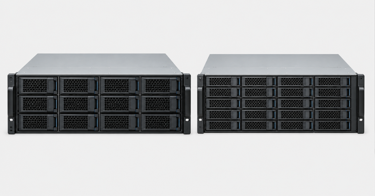 Disk shelf formats for 12, 24, 48 and 84 drives