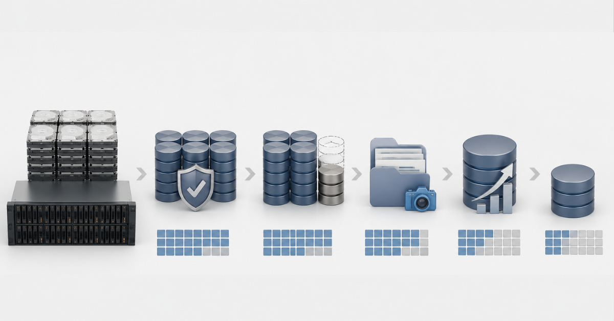 Calculating usable storage capacity before expansion